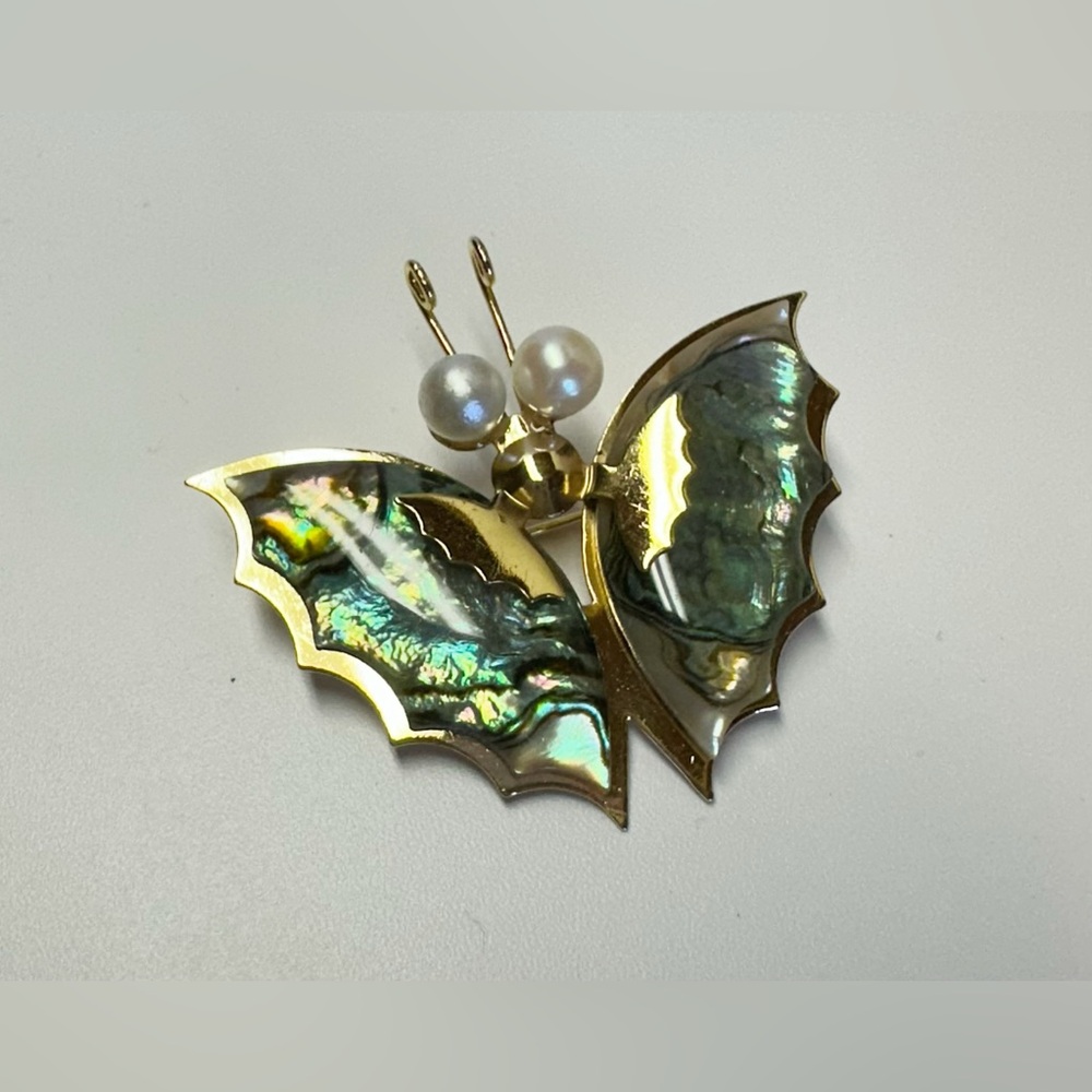 Vintage Abalone Shell Butterfly Brooch